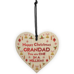 Red Ocean Happy Christmas Grandad Wood Heart Tree Decoration Bauble Gift For Grandfather - thumbnail 5