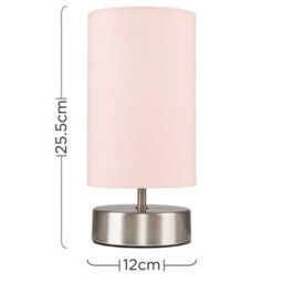 Valuelights Francis Brushed Chrome Touch Table Lamp With Pink Shade And Bulbs - thumbnail 9