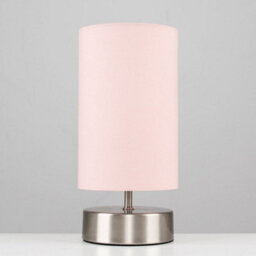 Valuelights Francis Brushed Chrome Touch Table Lamp With Pink Shade And Bulbs - thumbnail 3