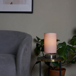 Valuelights Francis Brushed Chrome Touch Table Lamp With Pink Shade And Bulbs - thumbnail 2