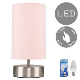 Valuelights Francis Brushed Chrome Touch Table Lamp With Pink Shade And Bulbs - thumbnail 7