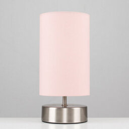 Valuelights Francis Brushed Chrome Touch Table Lamp With Pink Shade And Bulbs - thumbnail 4