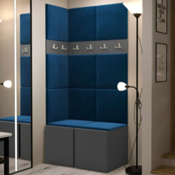Orion I Hallway Set Graphite Shoe Cabinet Hangers Blue Panels - thumbnail 2