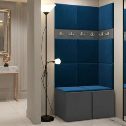 Orion I Hallway Set Graphite Shoe Cabinet Hangers Blue Panels