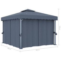 Berkfield Stylish Gazebo With Curtain 3X3 M Anthracite Aluminium - thumbnail 6