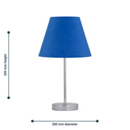 First Choice Lighting Chrome Stick Table Lamp With Royal Blue Fabric Shade - thumbnail 4
