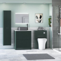 Royal Bathrooms Avenza 700mm Deep Moss Green Floor Standing Countertop Bathroom Vanity Unit 2 Drawer With Art Square Basin - thumbnail 4