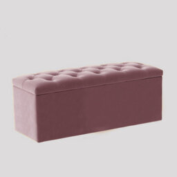 90Cm Luna Chesterfield Ottoman Storage Box - Pink Plush Velvet Upholstered Blanket Box - thumbnail 3