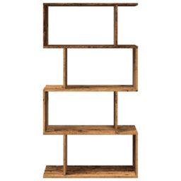 Berkfield Room Divider Bookcase 4-Tier Old Wood 70X24X129 Cm Engineered Wood - thumbnail 5