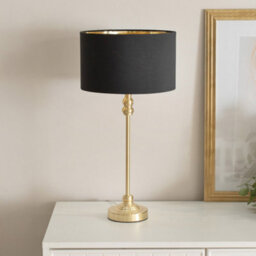 Valuelights Maggie Gold Candlestick Table Lamp With Black With Gold Inner Lamp Shade - thumbnail 1