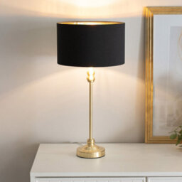 Valuelights Maggie Gold Candlestick Table Lamp With Black With Gold Inner Lamp Shade - thumbnail 2