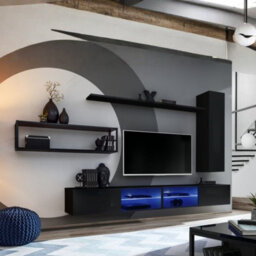 Switch Met Iv Industrial Wall Unit Modern Black Living Room Set With Tv Cabinets Shelves And Metal Bookcase - thumbnail 2