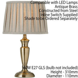 Brass Table Lamp Light 310mm Tall Aged Metal Base Only Classic Desk Sideboard - thumbnail 2