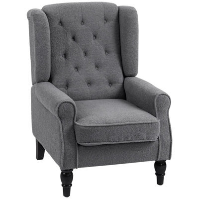 Accent Armchair Retro Tufted Club Home Furniture Fabric Charcoal Grey - image 1