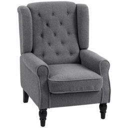 Accent Armchair Retro Tufted Club Home Furniture Fabric Charcoal Grey - thumbnail 1