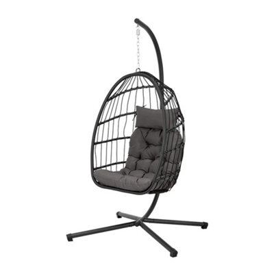 Thehotsale Outdoor Garden 195Cm H Hanging Chair With Stand And Cushion In Grey - image 1