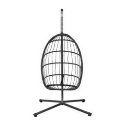 Thehotsale Outdoor Garden 195Cm H Hanging Chair With Stand And Cushion In Grey - thumbnail 3