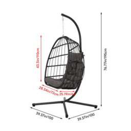Thehotsale Outdoor Garden 195Cm H Hanging Chair With Stand And Cushion In Grey - thumbnail 9