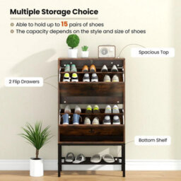 Shoe Storage Cabinet Entryway Freestanding Shoe Organizer - thumbnail 5