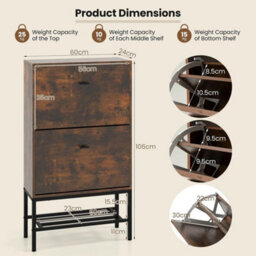 Shoe Storage Cabinet Entryway Freestanding Shoe Organizer - thumbnail 2