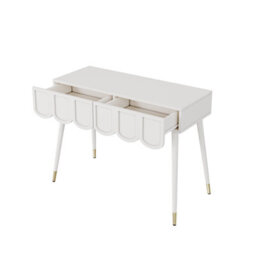 Abrihome Vanity Dressing Table With 2 Drawers And Metal Legs, White Finish, Compact Design 100 X 40 X 76 Cm For Bedroom - thumbnail 9
