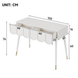 Abrihome Vanity Dressing Table With 2 Drawers And Metal Legs, White Finish, Compact Design 100 X 40 X 76 Cm For Bedroom - thumbnail 4