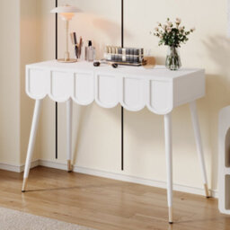 Abrihome Vanity Dressing Table With 2 Drawers And Metal Legs, White Finish, Compact Design 100 X 40 X 76 Cm For Bedroom - thumbnail 3