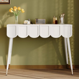 Abrihome Vanity Dressing Table With 2 Drawers And Metal Legs, White Finish, Compact Design 100 X 40 X 76 Cm For Bedroom - thumbnail 2