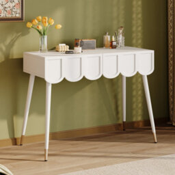 Abrihome Vanity Dressing Table With 2 Drawers And Metal Legs, White Finish, Compact Design 100 X 40 X 76 Cm For Bedroom - thumbnail 7