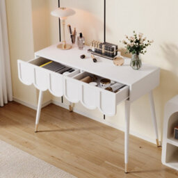Abrihome Vanity Dressing Table With 2 Drawers And Metal Legs, White Finish, Compact Design 100 X 40 X 76 Cm For Bedroom - thumbnail 6