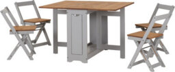 Seconique Santos Folding Drop Leaf Butterfly Dining Set Table 4 Chairs Grey Waxed Pine - thumbnail 9