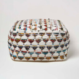 Homescapes Cream Chindi Design Bean Filled Pouffe Large 60 X 60 X 30 Cm - thumbnail 1