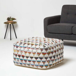 Homescapes Cream Chindi Design Bean Filled Pouffe Large 60 X 60 X 30 Cm - thumbnail 2