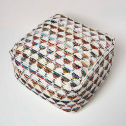 Homescapes Cream Chindi Design Bean Filled Pouffe Large 60 X 60 X 30 Cm - thumbnail 3