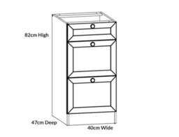 Impact Furniture Kitchen Drawer Unit Base Cabinet 400mm Cupboard Chalk White Gloss 3 Drawer Storage Junona - thumbnail 6