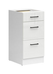 Impact Furniture Kitchen Drawer Unit Base Cabinet 400mm Cupboard Chalk White Gloss 3 Drawer Storage Junona - thumbnail 2