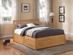 Flintshire Furniture Pentre King 5Ft Hardwood Oak Fixed Drawer Bed Frame - thumbnail 2