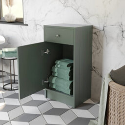 Affine Freestanding Bathroom Storage Unit Cabinet Green With Chrome Handles 400mm - thumbnail 3