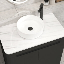Royal Bathrooms Venice 800mm Matt Nocturne Black Freestanding Bathroom Countertop Vanity Unit 2 Door With Art Basin - thumbnail 6