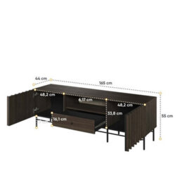 Arte Piemonte Dark Oak Effect Tv Cabinet (H)550mm  (W)1650mm (D)440mm  With Drawer And Open Compartment - thumbnail 5