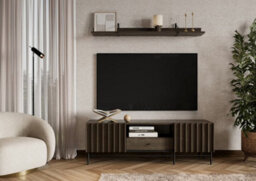 Arte Piemonte Dark Oak Effect Tv Cabinet (H)550mm  (W)1650mm (D)440mm  With Drawer And Open Compartment