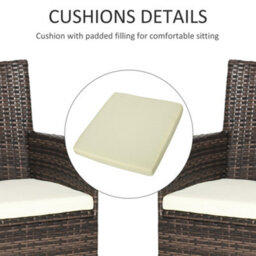 Outsunny 4 Pc Outdoor Rattan Armchair Wicker Dining Chair Set For Garden Coffee - thumbnail 6