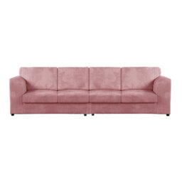 Furnishings For Less UK Luxor Long Fabric Jumbo Cord 4 Seater Sofa - Full Back Pink