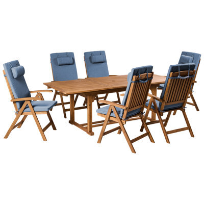 Beliani Garden Dining Set 6 Seater Java Premium Blue Acacia Wood - image 1
