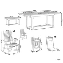 Beliani Garden Dining Set 6 Seater Java Premium Blue Acacia Wood - thumbnail 3