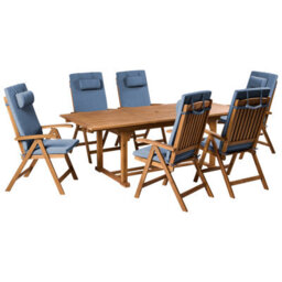 Beliani Garden Dining Set 6 Seater Java Premium Blue Acacia Wood