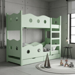 Nemo 160 Bunk Bed For 2 With Mattresses Slats And Storage Durable Functional Kids And Teen Furniture For Any Bedroom Mint - thumbnail 2