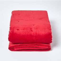 Homescapes Red Velvet Quilted Throw, 150 X 200 Cm - thumbnail 2