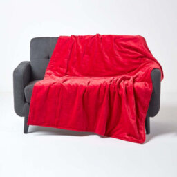 Homescapes Red Velvet Quilted Throw, 150 X 200 Cm - thumbnail 1