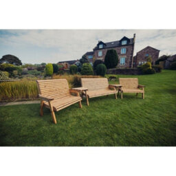 Churnet Valley Garden Furniture Ltd Valley 7 Seat Set 1X3B 2 X 2B Angled Tray - Timber - L100 X W360 X H95 Cm - Fully Assembled - Set Of Waterproof Cushions Included - thumbnail 1